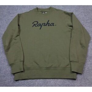 Rapha Logo Sweatshirt Mens Medium Green Cotton Fleece Pullover Embordered
